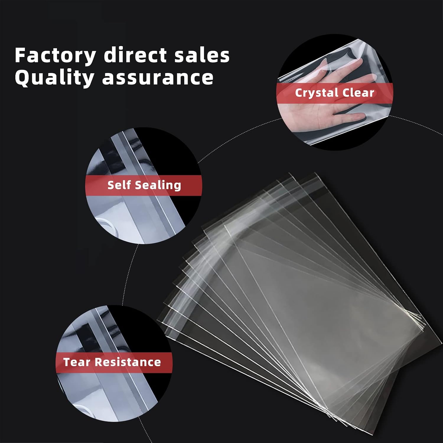 Self Sealing Cellophane Bags, Clear, 10x14 in, 100 Pcs - Image 5