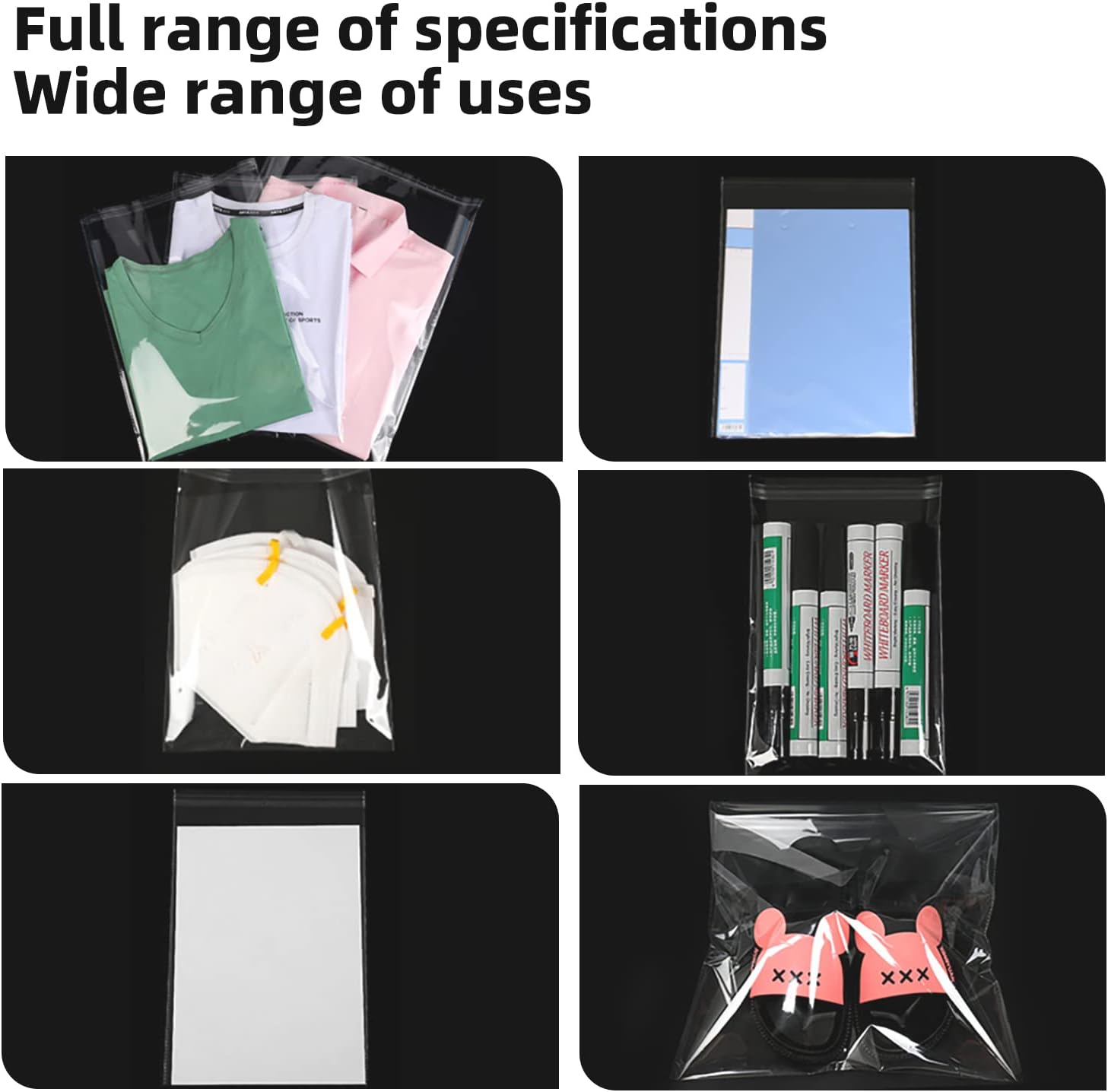 Self Sealing Cellophane Bags, Clear, 10x14 in, 100 Pcs - Image 6