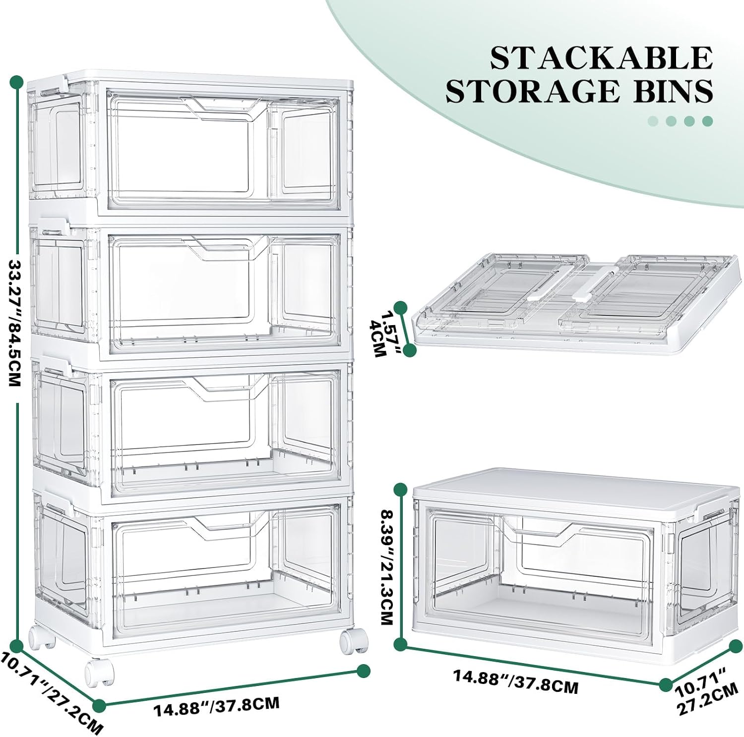 Kmiectse Clear Storage Bins with Lids - 4 Tier 23qt Plastic Stackable Bins - Image 2