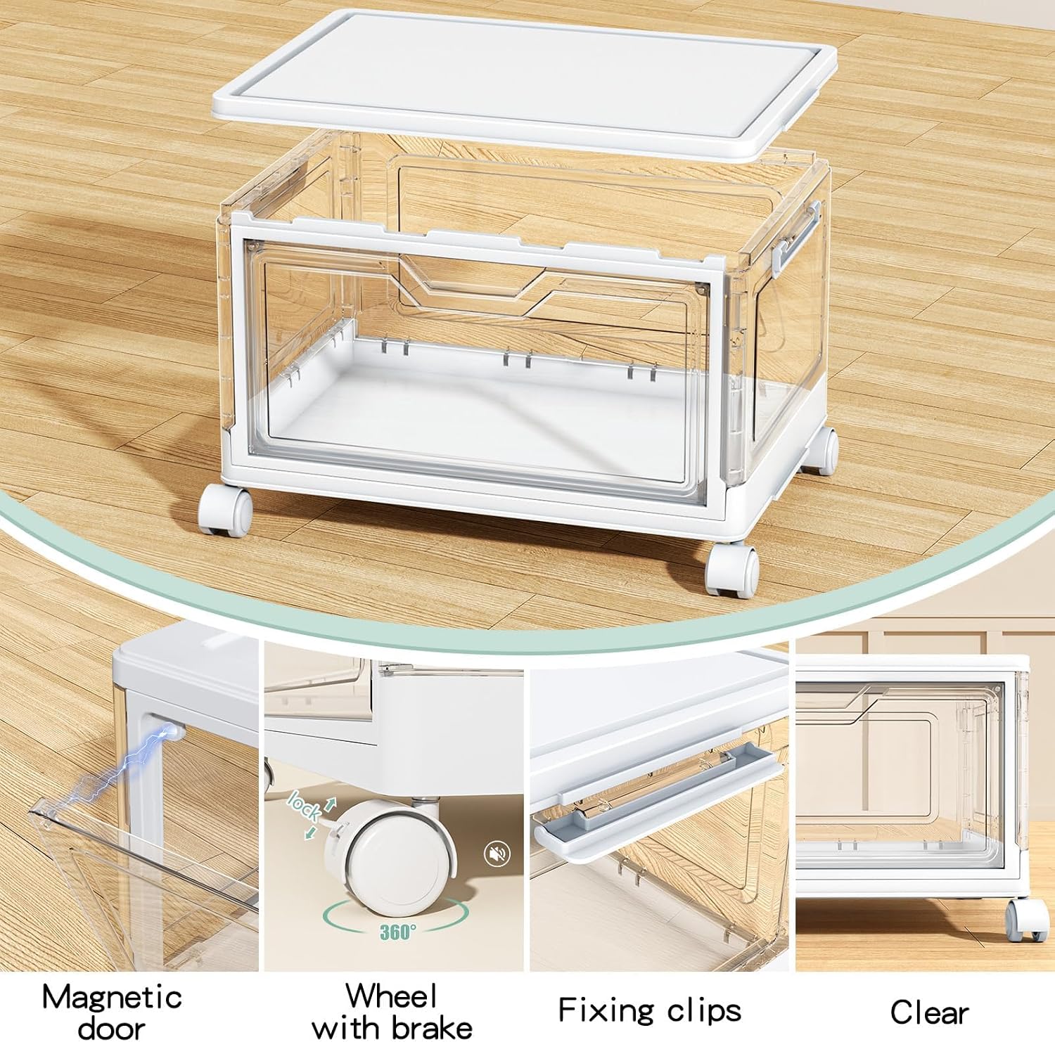 Kmiectse Clear Storage Bins with Lids - 4 Tier 23qt Plastic Stackable Bins - Image 3