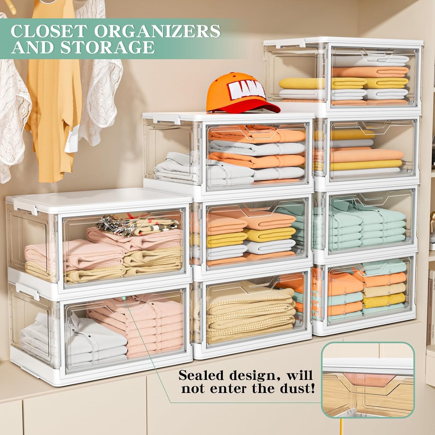 Kmiectse Clear Storage Bins with Lids - 4 Tier 23qt Plastic Stackable Bins - Image 4